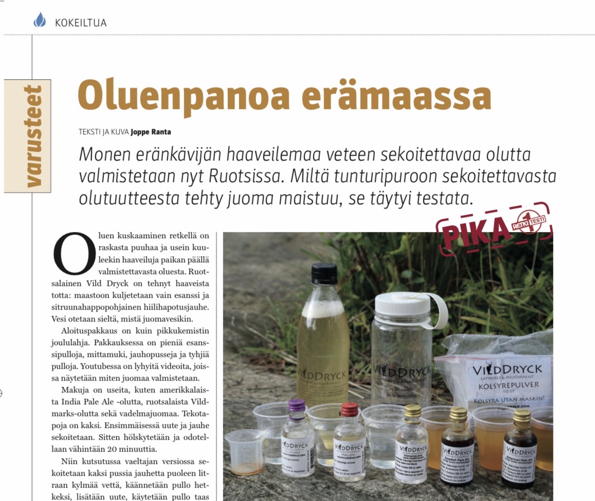 Vilddryck – Outdoor Product Coverage in Finnish Media
